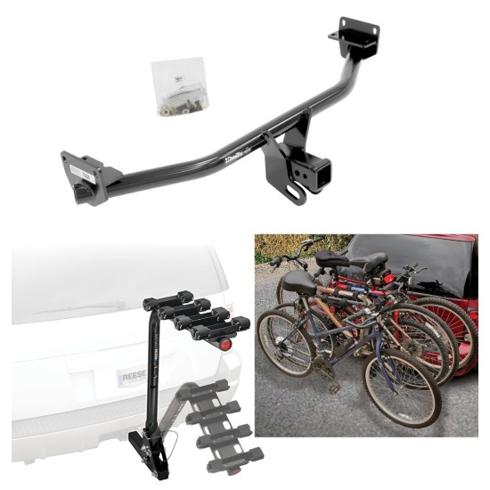 Trailer Hitch w/ 4 Bike Rack For 16-21 Hyundai Tucson Approved for Recreational & Offroad Use Carrier for Adult Woman or Child Bicycles Foldable