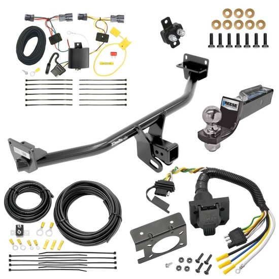 Trailer Hitch Tow Package w/ 7-Way RV Wiring For 16-18 Hyundai Tucson w/ 2" Drop Mount 2" Ball Class 3 2" Receiver All Models 