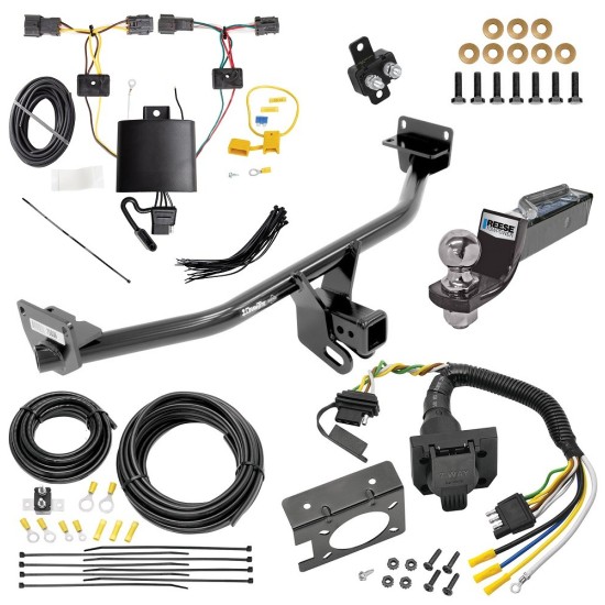 Trailer Hitch Tow Package w/ 7-Way RV Wiring For 19-21 Hyundai Tucson w/ 2" Drop Mount 2" Ball Class 3 2" Receiver 