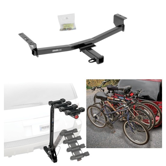 Trailer Hitch w/ 4 Bike Rack For 08-20 Nissan Rogue except Sport or Krom 14-15 Rogue Select Approved for Recreational & Offroad Use Carrier for Adult Woman or Child Bicycles Foldable