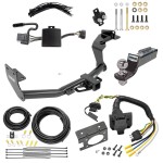 Trailer Hitch Tow Package w/ 7-Way RV Wiring For 19-20 Hyundai Santa Fe w/ 2" Drop Mount 2" Ball Class 3 2" Receiver All Models 