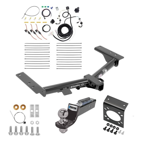 Trailer Hitch Tow Package w/ 7-Way RV Wiring For 15-23 Ford Transit 150 250 350 w/ 2" Drop Mount 2" Ball Class 3 2" Receiver