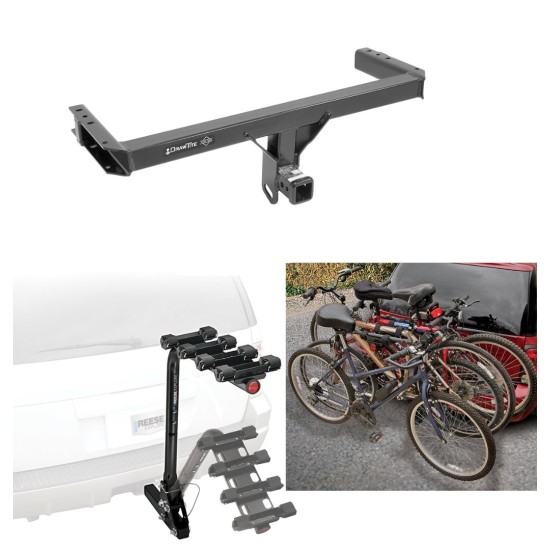 Trailer Hitch w/ 4 Bike Rack For 11-17 Audi Q5 14-17 SQ5 15-23 Porshe Macan Approved for Recreational & Offroad Use Carrier for Adult Woman or Child Bicycles Foldable