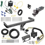 Trailer Hitch Tow Package w/ 7-Way RV Wiring For 13-17 Audi Q5 w/ 2" Drop Mount 2" Ball Class 3 2" Receiver All Models 