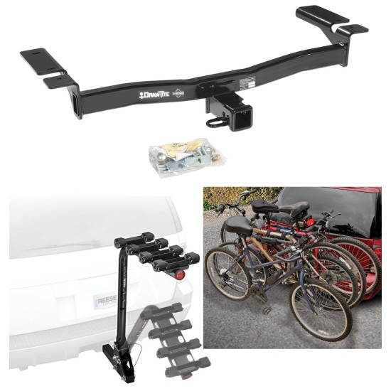 Trailer Hitch w/ 4 Bike Rack For 07-14 Ford Edge 07-15 Lincoln MKX Approved for Recreational & Offroad Use Carrier for Adult Woman or Child Bicycles Foldable