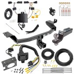 Trailer Hitch Tow Package w/ 7-Way RV Wiring For 19-23 Jeep Cherokee w/ 2" Drop Mount 2" Ball Class 3 2" Receiver All Models 