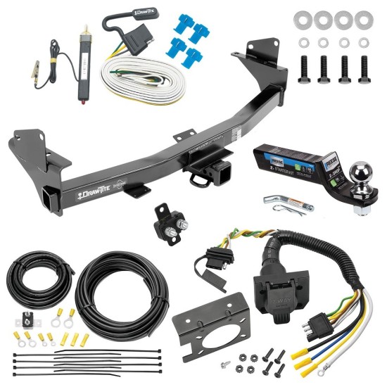 Trailer Hitch Tow Package w/ 7-Way RV Wiring For 15-22 Chevrolet Colorado GMC Canyon w/ 2" Drop Mount 2" Ball Class 4 2" Receiver All Models