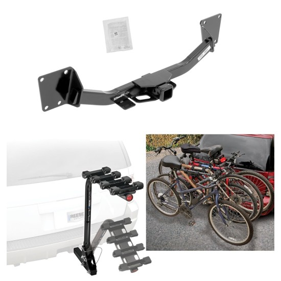 Trailer Hitch w/ 4 Bike Rack For 17-24 GMC Acadia Exc 17 Limited 2020 Cadillac XT6 19-24 Chevy Blazer Approved for Recreational & Offroad Use Carrier for Adult Woman or Child Bicycles Foldable