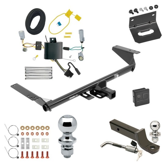 Ultimate Tow Package For 17-20 Chrysler Pacifica LX Touring 20-23 Voyager 22-23 Grand Caravan Canada Only Except Hybrid Trailer Hitch w/ Wiring 2" Drop Mount Dual 2" + 1-7/8" Ball Lock Bracket Cover