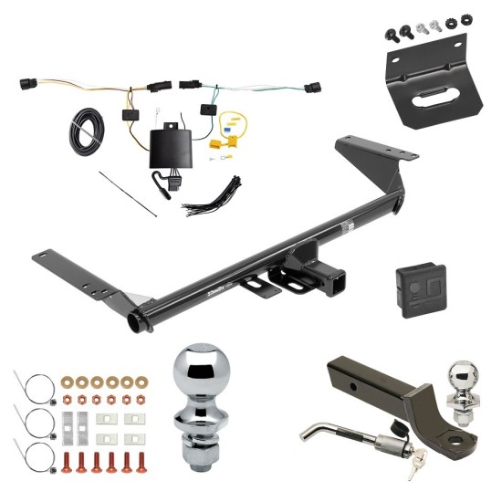 Ultimate Tow Package For 21-23 Chrysler Pacifica Except Hybrid Trailer Hitch w/ Wiring 2" Drop Mount Dual 2" and 1-7/8" Ball Lock Bracket Cover 2" Receiver