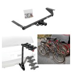 Trailer Hitch w/ 4 Bike Rack For 17-23 Chrysler Pacifica 20-23 Voyager 22-23 Grand Caravan Except Hybrid Approved for Recreational & Offroad Use Carrier for Adult Woman or Child Bicycles Foldable