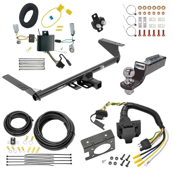 Trailer Hitch Tow Package w/ 7-Way RV Wiring For 17-20 Chrysler Pacifica LX Touring 20-23 Voyager 22-23 Grand Caravan Canada Only Except Hybrid w/ 2" Drop Mount 2" Ball