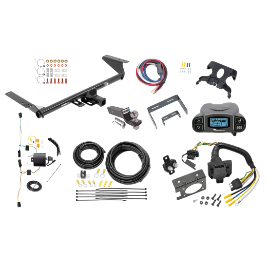 Trailer Hitch Tow Package Prodigy P3 Brake Control For 21-23 Chrysler Pacifica Except Hybrid w/ 7-Way RV Wiring 2" Drop Mount 2" Ball Class 3 2" Receiver