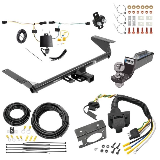 Trailer Hitch Tow Package w/ 7-Way RV Wiring For 21-23 Chrysler Pacifica Except Hybrid w/ 2" Drop Mount 2" Ball Class 3 2" Receiver All Models