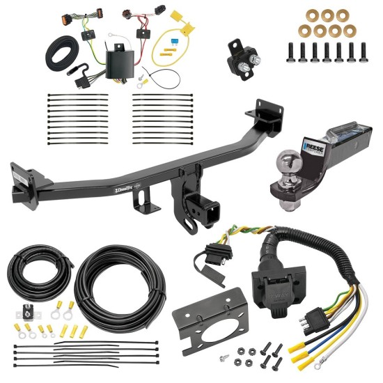 Trailer Hitch Tow Package w/ 7-Way RV Wiring For 17-22 KIA Sportage w/ 2" Drop Mount 2" Ball Class 3 2" Receiver 