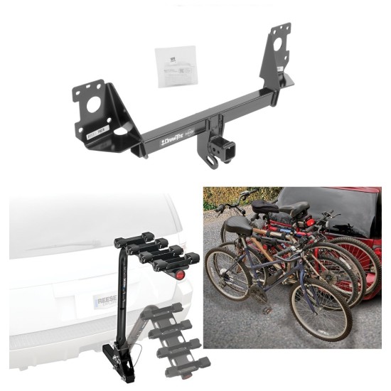 Trailer Hitch w/ 4 Bike Rack For 17-25 Audi Q7 All Styles Approved for Recreational & Offroad Use Carrier for Adult Woman or Child Bicycles Foldable