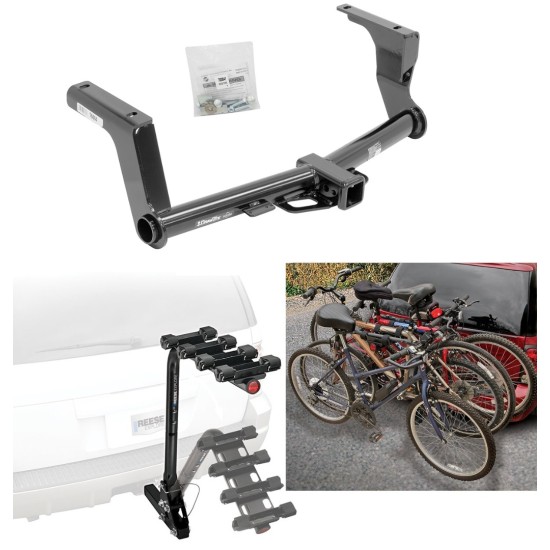 Trailer Hitch w/ 4 Bike Rack For 16-17 Subaru Crosstrek 13-15 XV Crosstrek except Hybrid Approved for Recreational & Offroad Use Carrier for Adult Woman or Child Bicycles Foldable