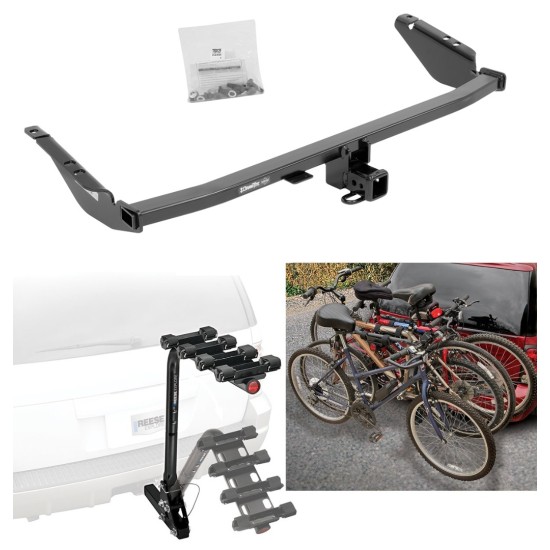 Trailer Hitch w/ 4 Bike Rack For 11-20 Toyota Sienna All Styles Approved for Recreational & Offroad Use Carrier for Adult Woman or Child Bicycles Foldable