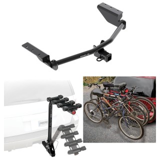 Trailer Hitch w/ 4 Bike Rack For 13-18 Toyota RAV4 All Styles Approved for Recreational & Offroad Use Carrier for Adult Woman or Child Bicycles Foldable