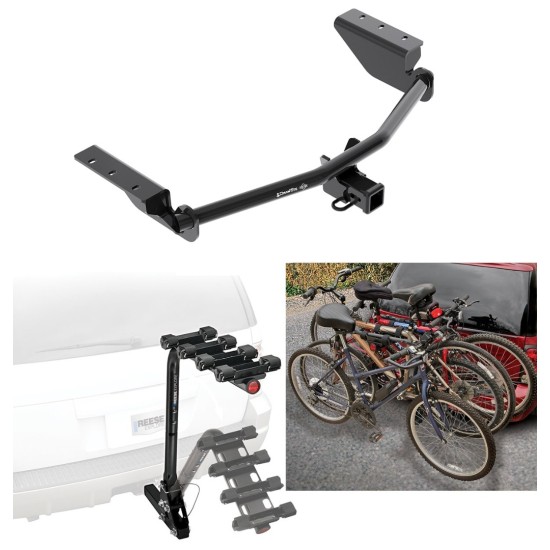 Trailer Hitch w/ 4 Bike Rack For 13-18 Toyota RAV4 All Styles Approved for Recreational & Offroad Use Carrier for Adult Woman or Child Bicycles Foldable