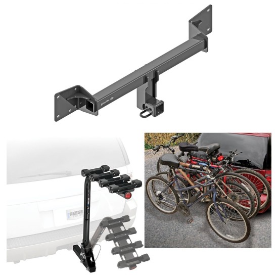 Trailer Hitch w/ 4 Bike Rack For 18-24 Audi Q5 SQ5 All Styles Approved for Recreational & Offroad Use Carrier for Adult Woman or Child Bicycles Foldable