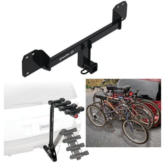 Trailer Hitch w/ 4 Bike Rack For 19-23 Volvo XC40 Approved for Recreational & Offroad Use Carrier for Adult Woman or Child Bicycles Foldable