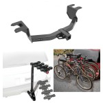 Trailer Hitch w/ 4 Bike Rack For 19-24 Chevy Silverado 1500 GMC Sierra 1500 Approved for Recreational & Offroad Use Carrier for Adult Woman or Child Bicycles Foldable