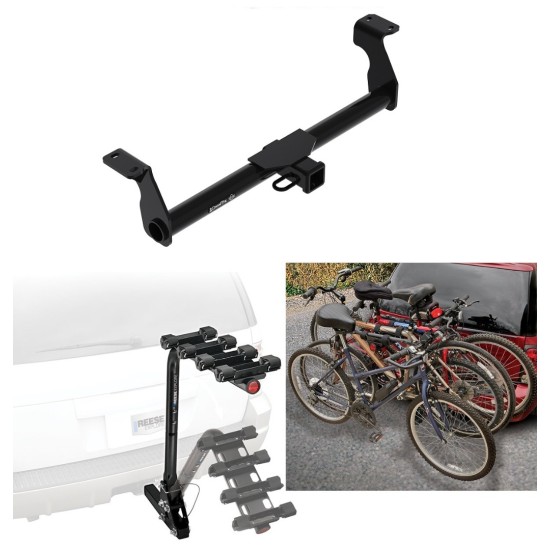 Trailer Hitch w/ 4 Bike Rack For 20-24 Ford Escape Except Hybrid Approved for Recreational & Offroad Use Carrier for Adult Woman or Child Bicycles Foldable