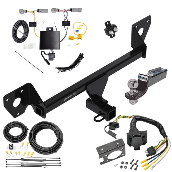 Trailer Hitch Tow Package w/ 7-Way RV Wiring For 21-23 Chevy Trailblazer w/ 2" Drop Mount 2" Ball Class 3 2" Receiver