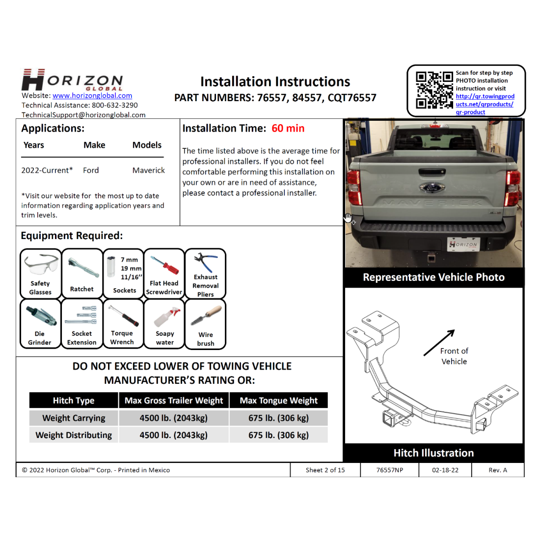 Reese Tactical Trailer Hitch Tow Package For 2223 Ford Maverick w