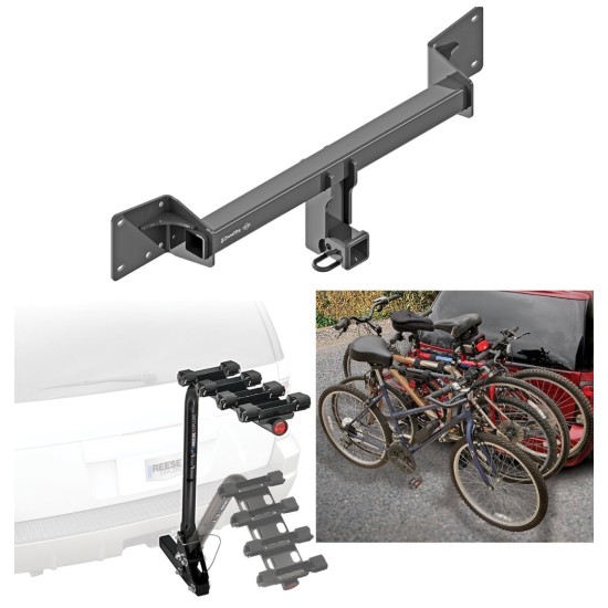 Trailer Hitch w/ 4 Bike Rack For 18-24 Audi Q5 SQ5 All Styles Approved for Recreational & Offroad Use Carrier for Adult Woman or Child Bicycles Foldable