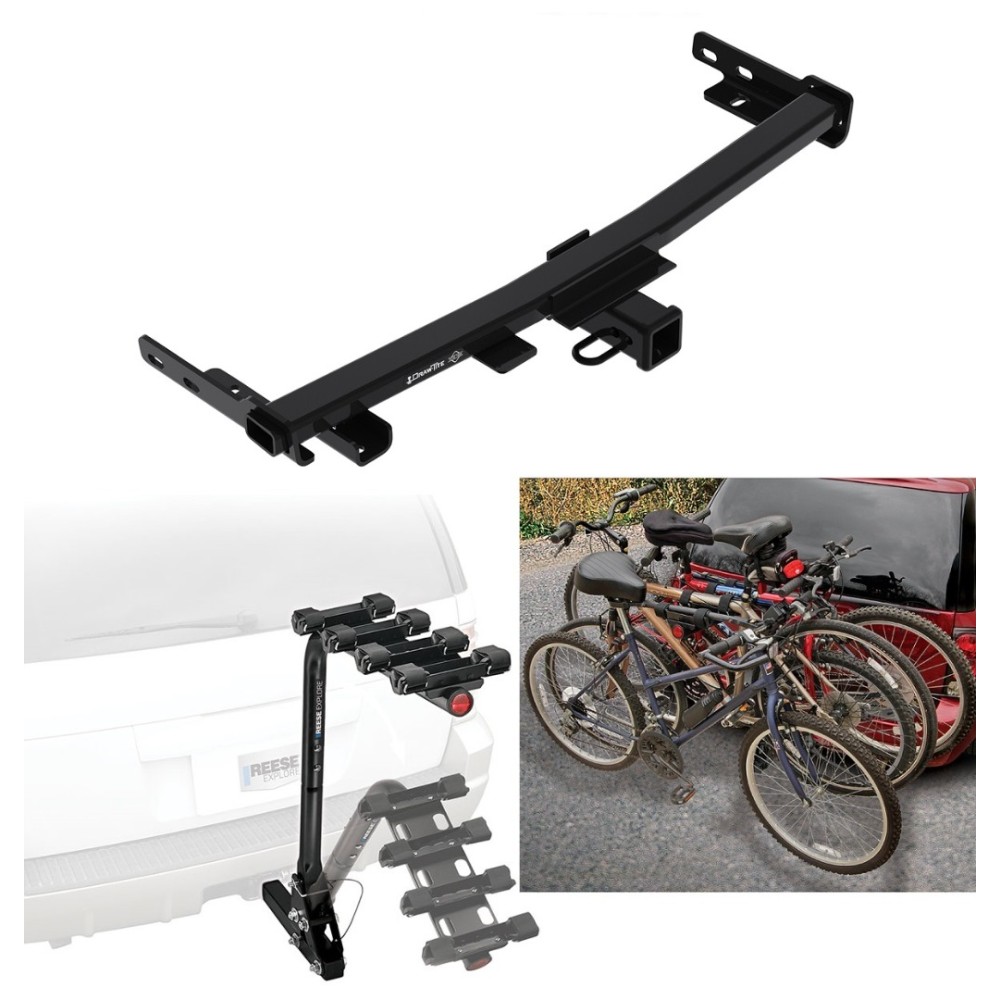 Trailer Hitch w/ 4 Bike Rack For 14-22 Jeep Cherokee Trailhawk ...