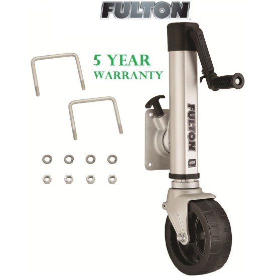 Fulton F2 Trailer Jack 1,600 lbs. Bolt-On w/ Single Wide Wheel Fits 3"x3" & 3'x4" Frames w/ Wheel Wedge