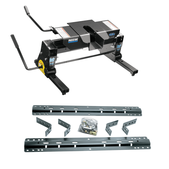 For 1997-2003 Ford F-150 Industry Standard Semi-Custom Above Bed Rail Kit + 16K Fifth Wheel + Square Slider (For 6-1/2' or Shorter Bed, Styleside, Except SuperCrew, w/o Factory Puck System Models) By Reese