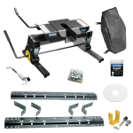 For 1975-1996 Ford F-150 Industry Standard Semi-Custom Above Bed Rail Kit + 16K Fifth Wheel + Square Slider + King Pin Lock + Base Rail Lock + 10" Lube Plate + Fifth Wheel Cover + Lube (For 6-1/2' or Shorter Bed, w/o Factory Puck System Models) By Re