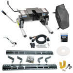 For 1975-1996 Ford F-150 Industry Standard Semi-Custom Above Bed Rail Kit + 16K Fifth Wheel + Round Tube Slider + In-Bed Wiring + King Pin Lock + Base Rail Lock + 10" Lube Plate + Fifth Wheel Cover + Lube (For 6-1/2' or Shorter Bed, w/o Factory Puck 