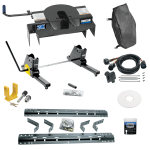 For 1975-1996 Ford F-150 Industry Standard Semi-Custom Above Bed Rail Kit + 20K Fifth Wheel + Square Slider + In-Bed Wiring + King Pin Lock + Base Rail Lock + 10" Lube Plate + Fifth Wheel Cover + Lube (For 6-1/2' or Shorter Bed, w/o Factory Puck Syst