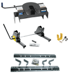 For 1975-1996 Ford F-150 Industry Standard Semi-Custom Above Bed Rail Kit + 20K Fifth Wheel + Square Slider + King Pin Lock (For 6-1/2' or Shorter Bed, w/o Factory Puck System Models) By Reese