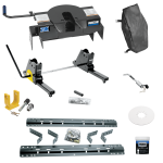 For 1997-2003 Ford F-150 Industry Standard Semi-Custom Above Bed Rail Kit + 20K Fifth Wheel + Square Slider + King Pin Lock + Base Rail Lock + 10" Lube Plate + Fifth Wheel Cover + Lube (For 6-1/2' or Shorter Bed, Styleside, Except SuperCrew, w/o Fact