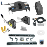 For 1997-2003 Ford F-150 Industry Standard Semi-Custom Above Bed Rail Kit + 20K Fifth Wheel + Round Tube Slider + In-Bed Wiring + King Pin Lock + Base Rail Lock + 10" Lube Plate + Fifth Wheel Cover + Lube (For 6-1/2' or Shorter Bed, Styleside, Except