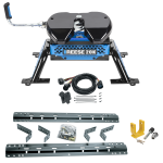 For 2007-2016 Chevrolet Silverado 3500 HD Industry Standard Semi-Custom Above Bed Rail Kit + Reese M5 20K Fifth Wheel + In-Bed Wiring + King Pin Lock (For 5'8 or Shorter Bed (Sidewinder Required), Except w/OEM HD Towing Prep Package, w/o Factory Puck Syst