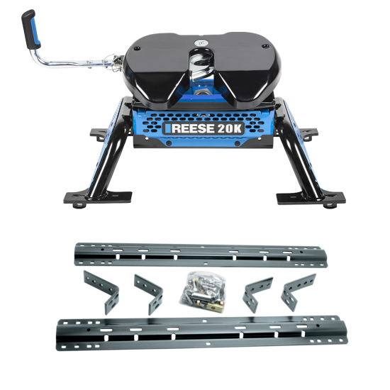 For 2007-2016 Chevrolet Silverado 3500 HD Industry Standard Semi-Custom Above Bed Rail Kit + Reese M5 20K Fifth Wheel (For 5'8 or Shorter Bed (Sidewinder Required), Except w/OEM HD Towing Prep Package, w/o Factory Puck System Models) By Reese