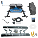 For 1975-1996 Ford F-250 Industry Standard Semi-Custom Above Bed Rail Kit + Reese M5 27K Fifth Wheel + In-Bed Wiring + King Pin Lock + Base Rail Lock + 10" Lube Plate + Fifth Wheel Cover + Lube (For 5'8 or Shorter Bed (Sidewinder Required), w/o Facto