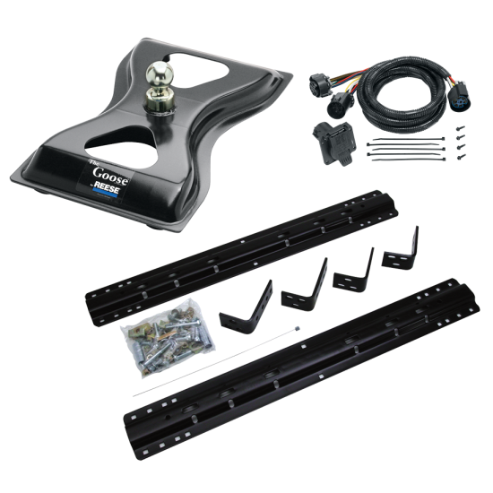 For 1977-1997 Ford F-250 Industry Standard Semi-Custom Above Bed Rail Kit + 25K Reese Gooseneck Hitch + In-Bed Wiring (For 5'8 or Shorter Bed (Sidewinder Required), Heavy Duty, w/o Factory Puck System Models) By Reese