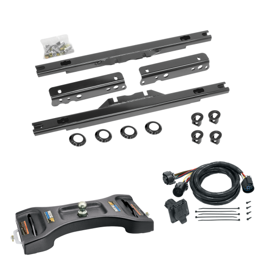 For 2011-2016 Ford F-250 Super Duty Elite Series Fifth Wheel Hitch Mounting System Rail Kit + Gooseneck Pop-In Ball + Wiring For Models w/o Factory Puck System (Excludes: Cab & Chassis, w/o Factory Puck System Models) By Reese