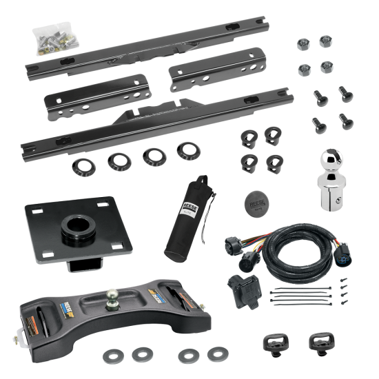 For 2011-2016 Ford F-250 Super Duty Elite Series Fifth Wheel Hitch Mounting System Rail Kit + Pop-In Gooseneck Ball & Elite Plate For Models w/o Factory Puck System (Excludes: Cab & Chassis, w/o Factory Puck System Models) By Reese