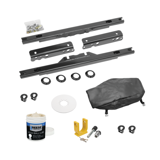 For 2011-2016 Ford F-450 Super Duty Elite Series Fifth Wheel Hitch Mounting System Rail Kit For Models w/o Factory Puck System + King Pin Lock + 10" Lube Plate + Fifth Wheel Cover + Lube (Excludes: Cab & Chassis, w/o Factory Puck System Models) B