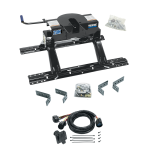 For 1977-1997 Ford F-350 Industry Standard Semi-Custom Above Bed Rail Kit + 20K Fifth Wheel + In-Bed Wiring (For 5'8 or Shorter Bed (Sidewinder Required), Heavy Duty, w/o Factory Puck System Models) By Reese