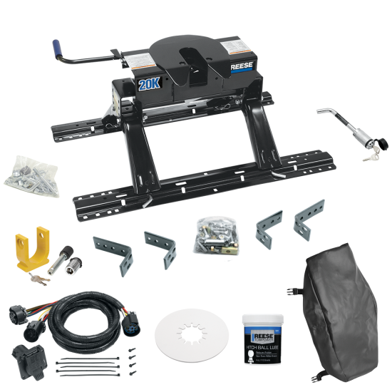 For 1994-2002 Dodge Ram 2500 Industry Standard Semi-Custom Above Bed Rail Kit + 20K Fifth Wheel + In-Bed Wiring + King Pin Lock + Base Rail Lock + 10" Lube Plate + Fifth Wheel Cover + Lube (For 5'8 or Shorter Bed (Sidewinder Required), w/o Factory Pu