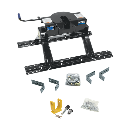 For 1994-2001 Dodge Ram 1500 Industry Standard Semi-Custom Above Bed Rail Kit + 20K Fifth Wheel + King Pin Lock (For 5'8 or Shorter Bed (Sidewinder Required), w/o Factory Puck System Models) By Reese